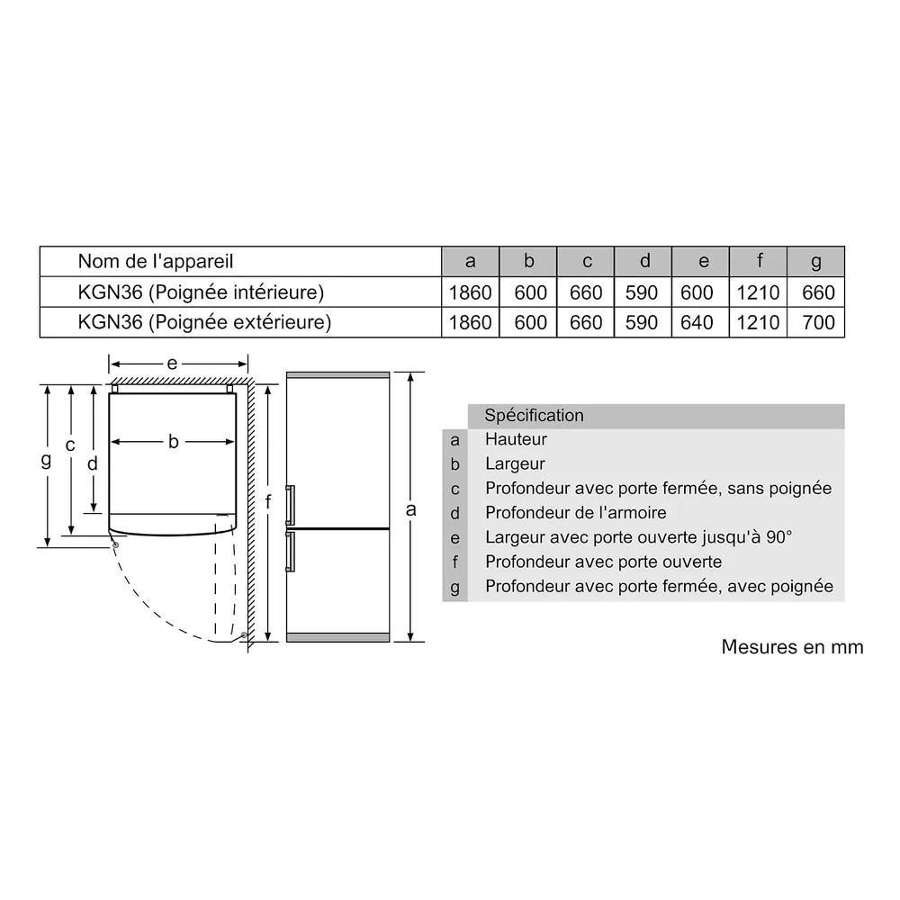 Bosch Réfrigérateur 326 L KGN36VWED