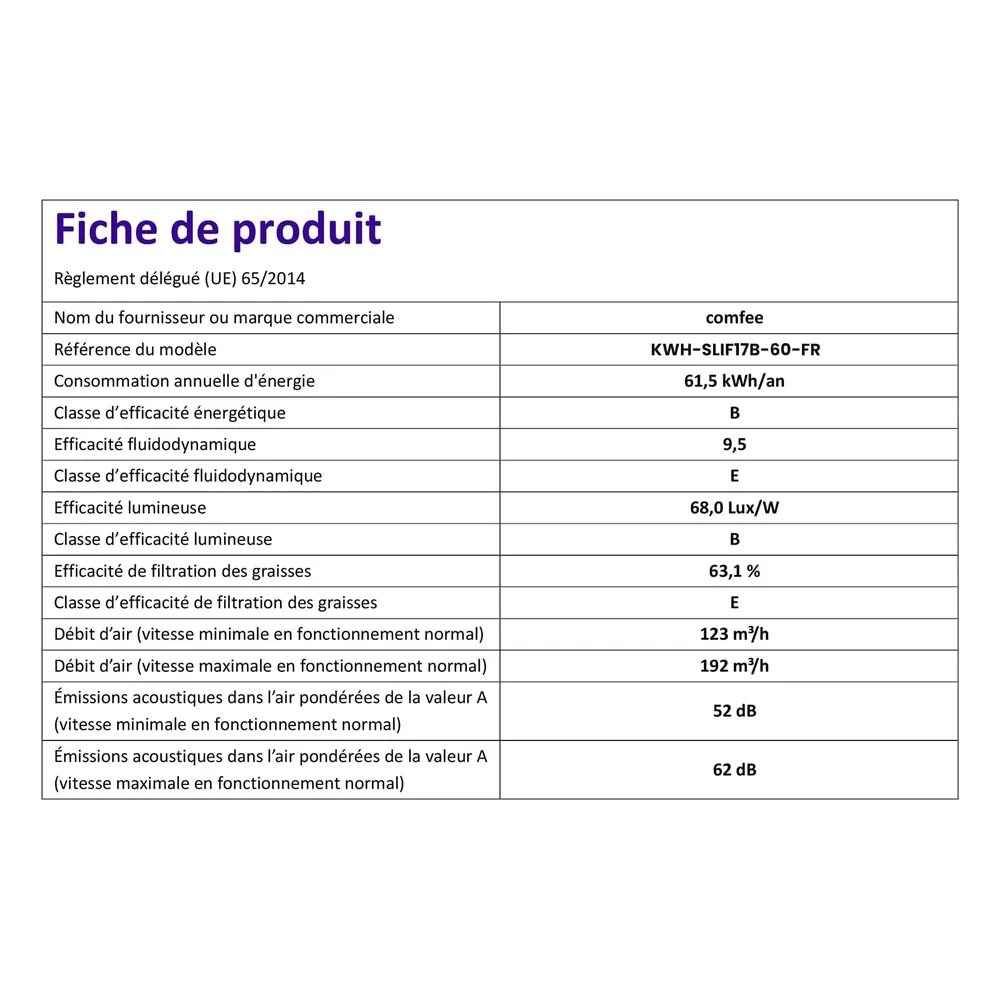 Comfee Hotte KWH-SLIF17B-60