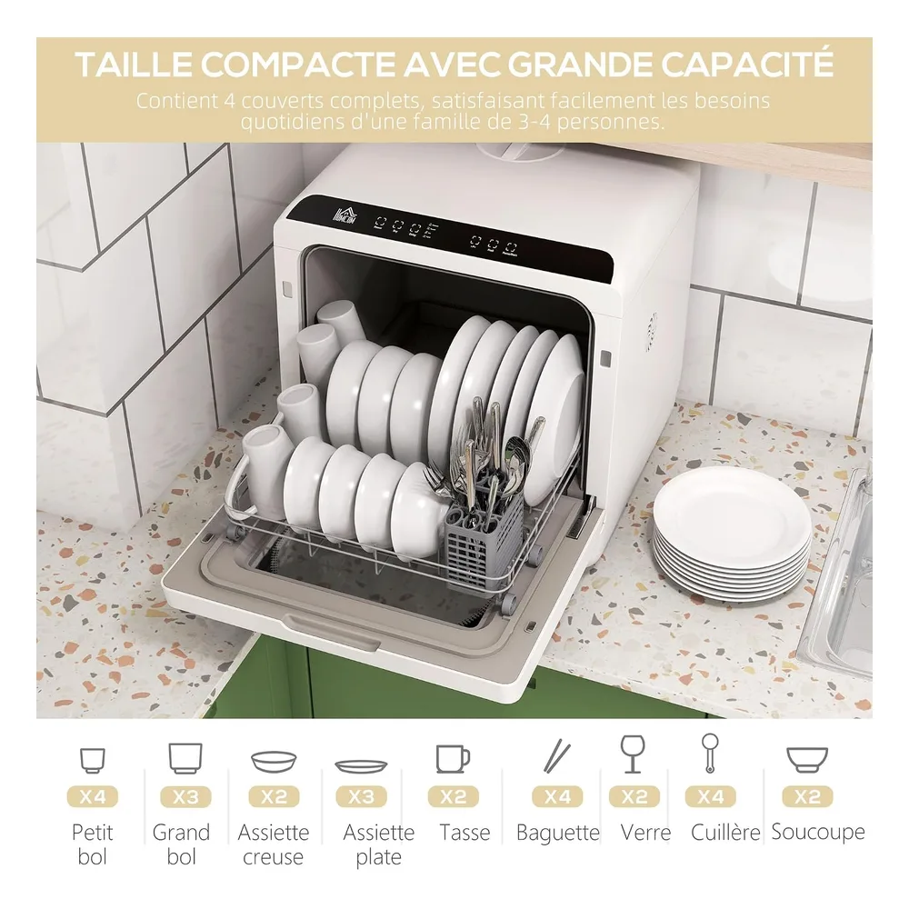 HOMCOM Lave-vaisselle 4 couverts