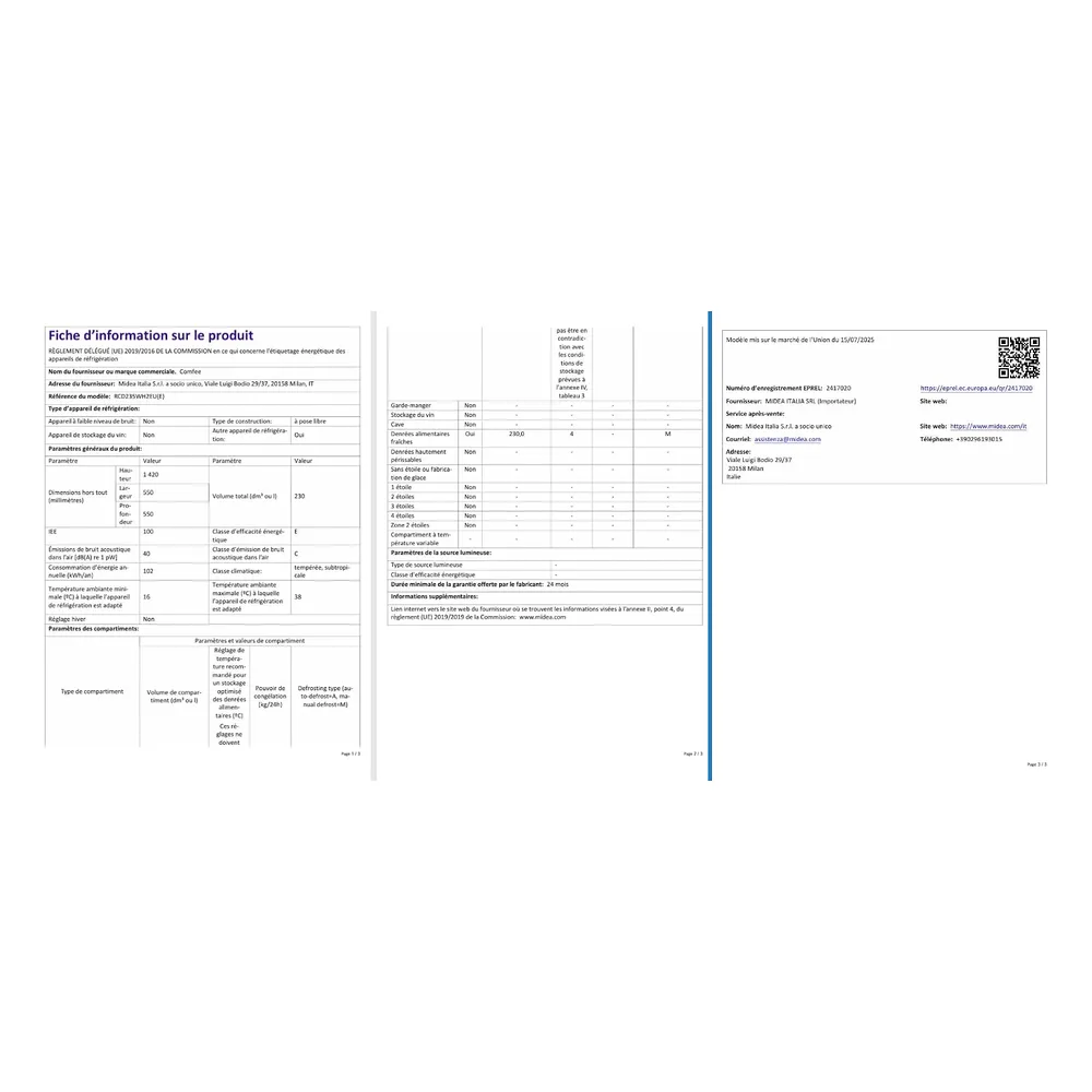 Comfee Réfrigérateur 230 L RCD235WH2EU