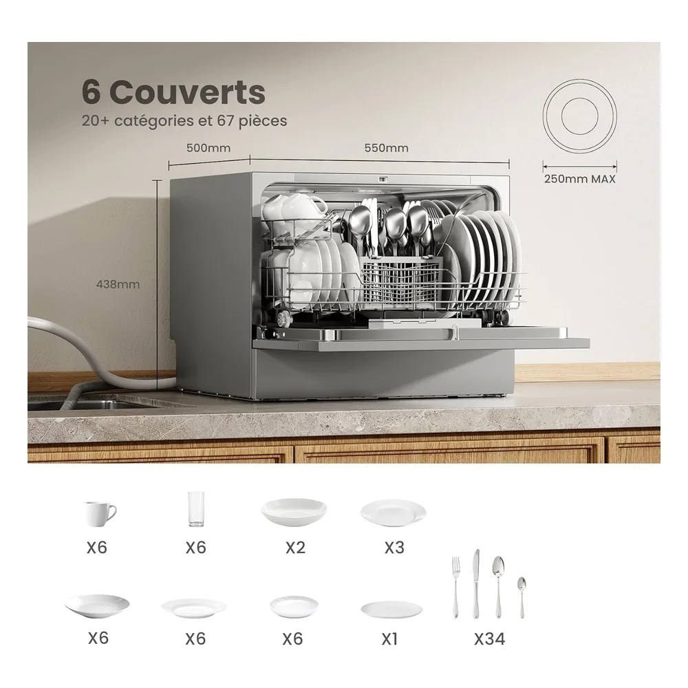 Comfee Lave-vaisselle 6 couverts CDWMT0602ESD-EU