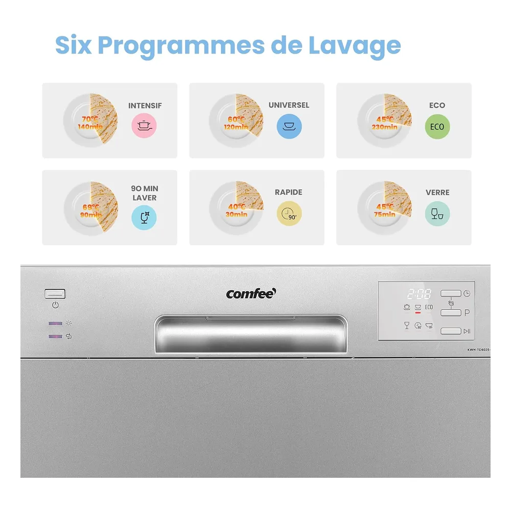 Comfee Lave-vaisselle 6 couverts CDWMT0602ESD-EU