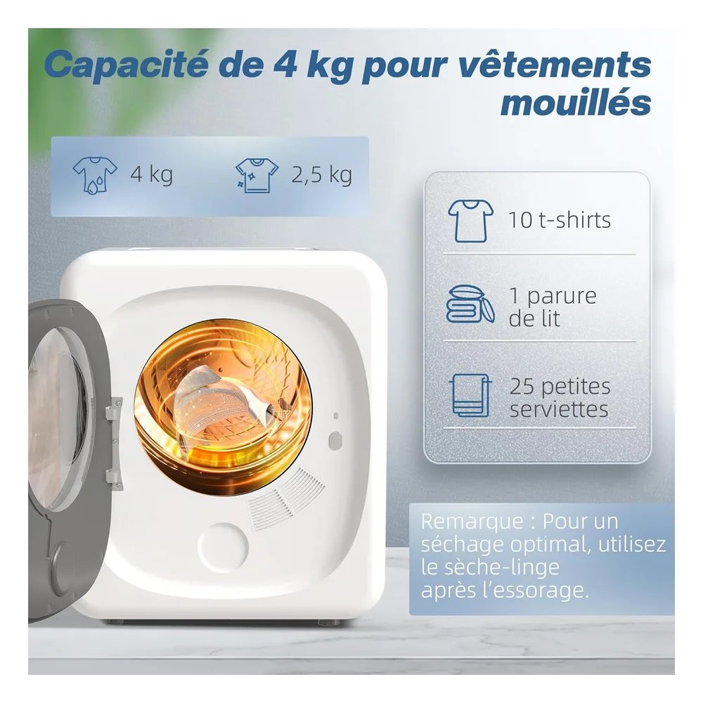 HOMCOM Sèche-linge 4 kg