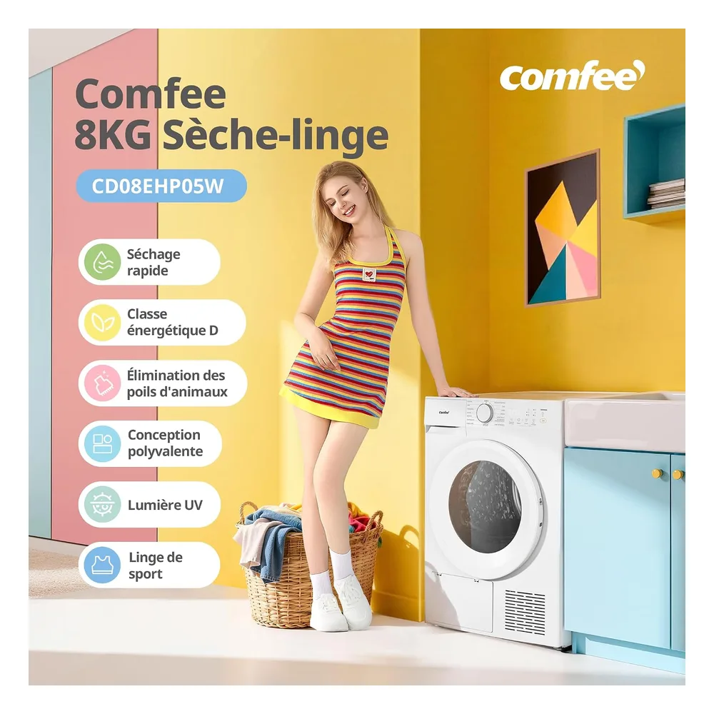 Comfee Sèche-linge 8 kg CD08EHP05W