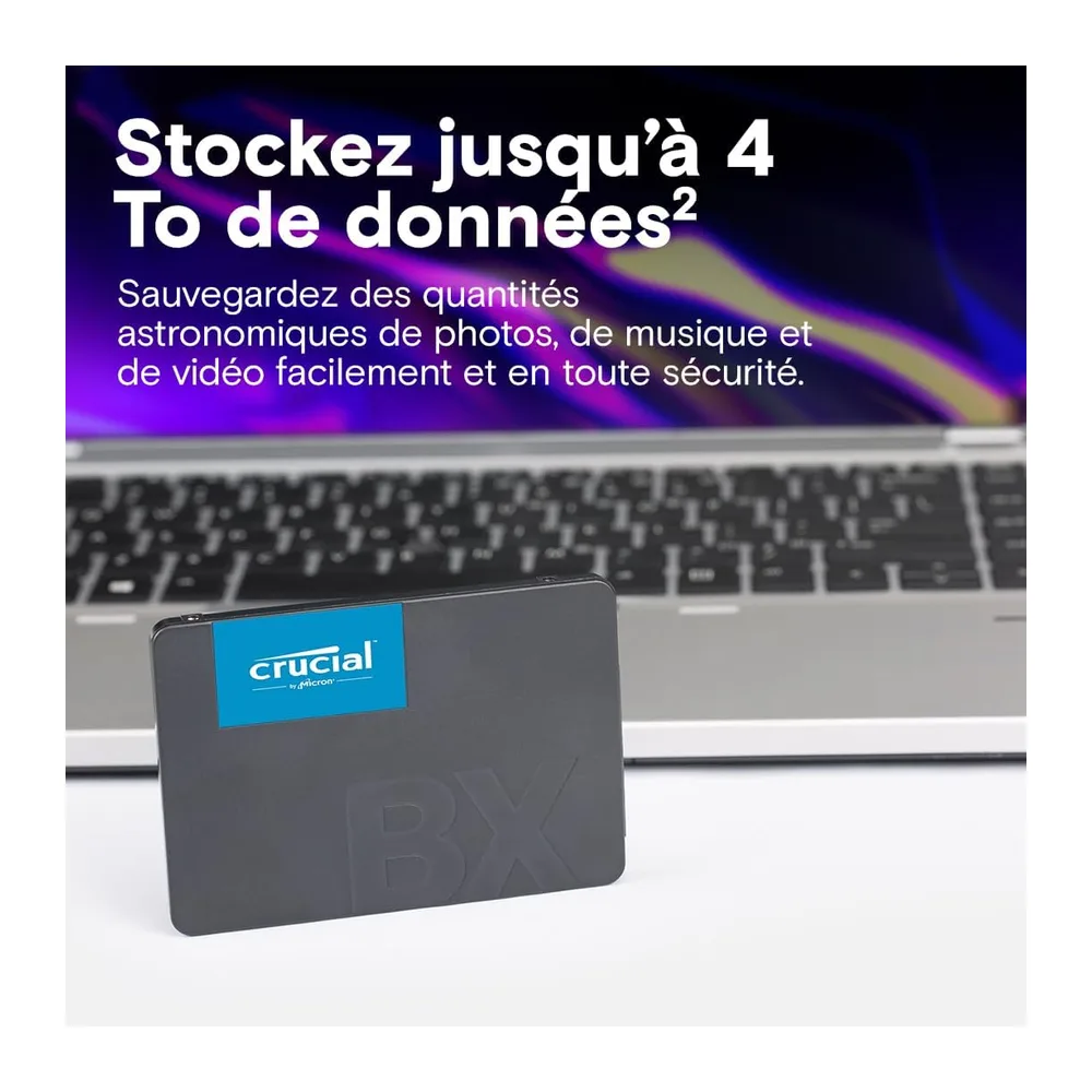 Crucial BX500 SATA SSD 2To, SSD 2.5" Interne, jusqu'à 540MB/s, Compatible avec Ordinateur Portable et de Bureau (PC), 3D