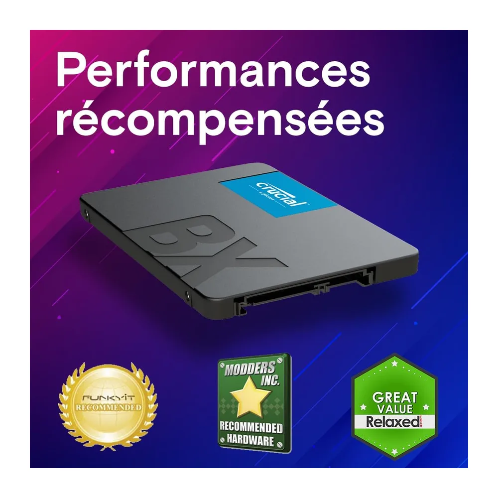 Crucial BX500 SATA SSD 2To, SSD 2.5" Interne, jusqu'à 540MB/s, Compatible avec Ordinateur Portable et de Bureau (PC), 3D