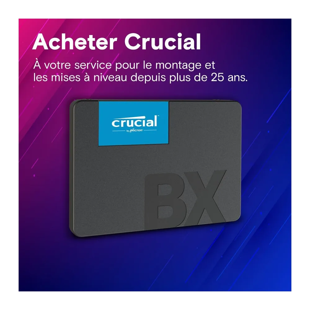 Crucial BX500 SATA SSD 2To, SSD 2.5" Interne, jusqu'à 540MB/s, Compatible avec Ordinateur Portable et de Bureau (PC), 3D