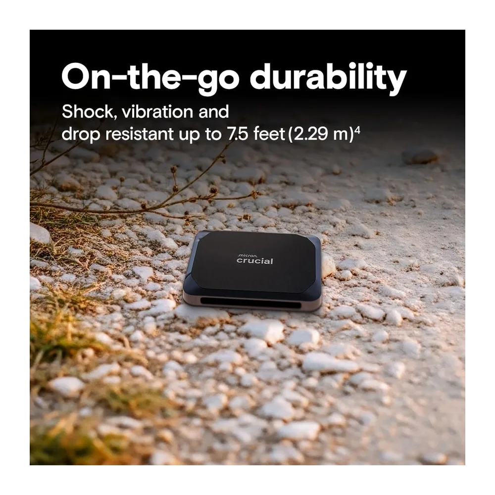 Crucial X9 4To Disque SSD Externe Portable, Jusqu’à 1050Mo/s, Compatible avec PC, Mac, PlayStation et Xbox, USB-C 3.2 - 