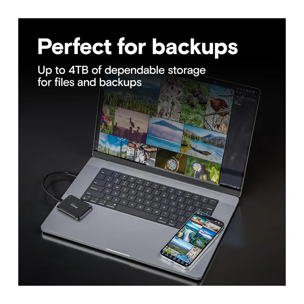 Crucial X9 4To Disque SSD Externe Portable, Jusqu’à 1050Mo/s, Compatible avec PC, Mac, PlayStation et Xbox, USB-C 3.2 - 