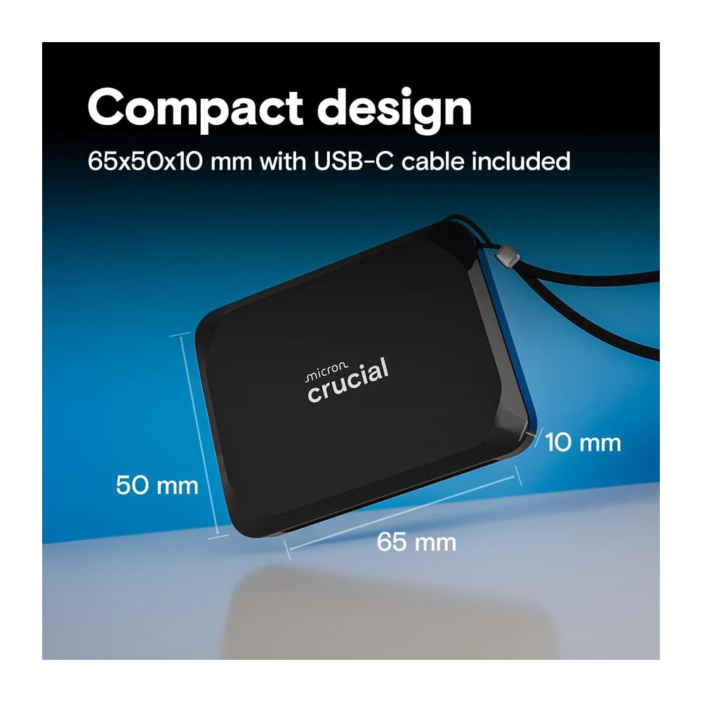 Crucial X9 4To Disque SSD Externe Portable, Jusqu’à 1050Mo/s, Compatible avec PC, Mac, PlayStation et Xbox, USB-C 3.2 - 