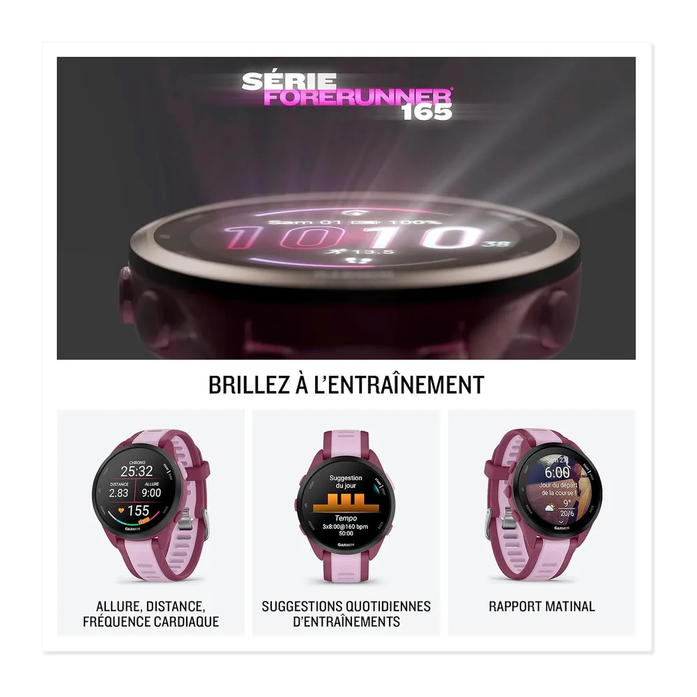 Garmin Forerunner 165 Music, Montre GPS connectée Running, Blanc/Gris, 43mm | Écran AMOLED ultra-lumineux & tactile, autonomie jusqu'à 11 jours, GPS intégré, fonctions sport & santé, musique intégrée