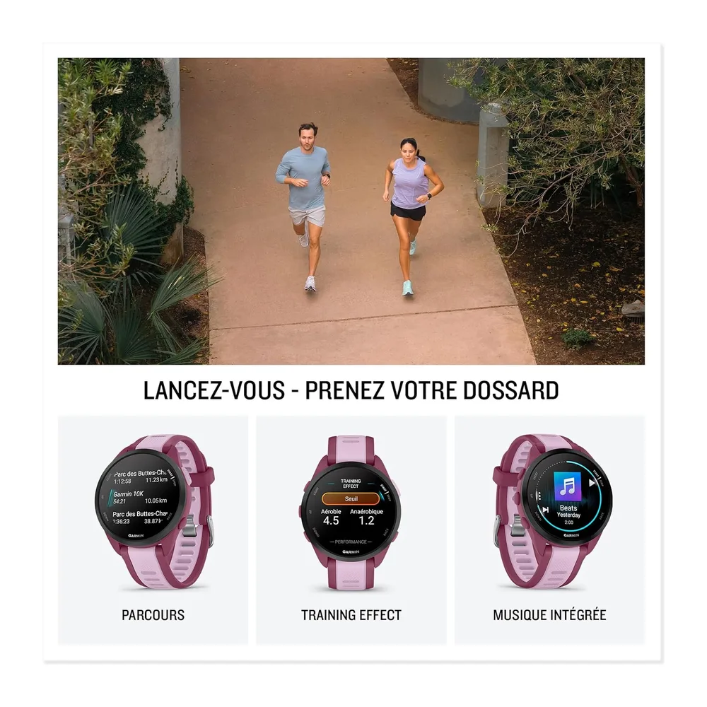 Garmin Forerunner 165 Music, Montre GPS connectée Running, Blanc/Gris, 43mm | Écran AMOLED ultra-lumineux & tactile, aut