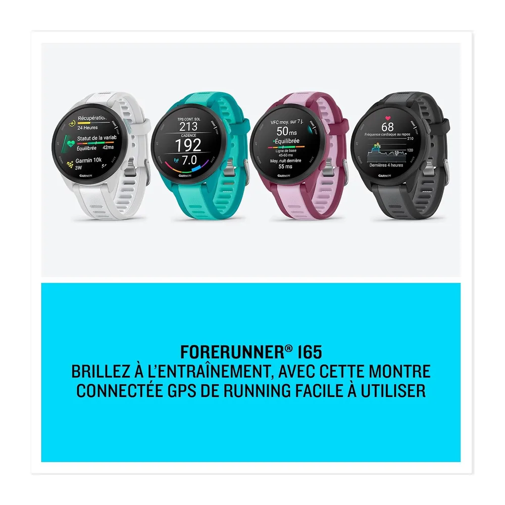 Garmin Forerunner 165 Music, Montre GPS connectée Running, Blanc/Gris, 43mm | Écran AMOLED ultra-lumineux & tactile, aut