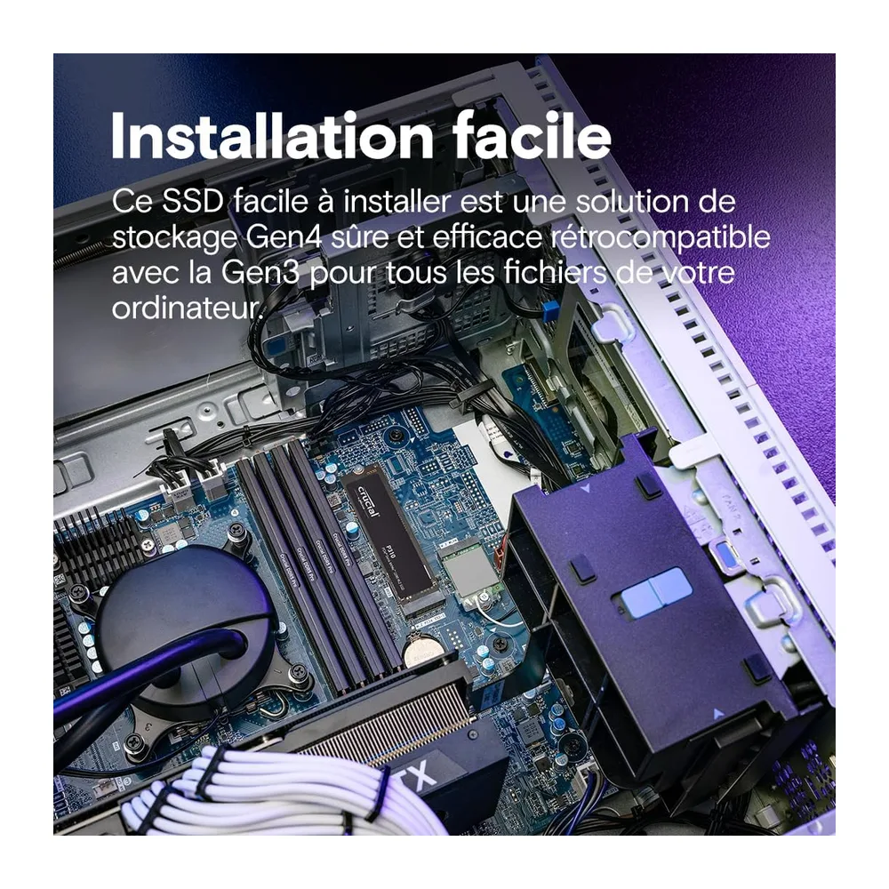 Crucial P310 SSD 2To PCIe Gen4 NVMe M.2 2280, jusqu’à 7.100 Mo/s, Compatible avec Ordinateur Portable et de Bureau & Con
