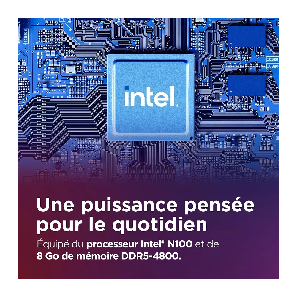 Lenovo IdeaCentre A100 Ordinateur de Bureau Tout-en-Un Écran 24" FHD, Intel N100, 512Go SSD, RAM 8Go, WiFi 6, Windows 11 H, Clavier français et Souris sans Fil