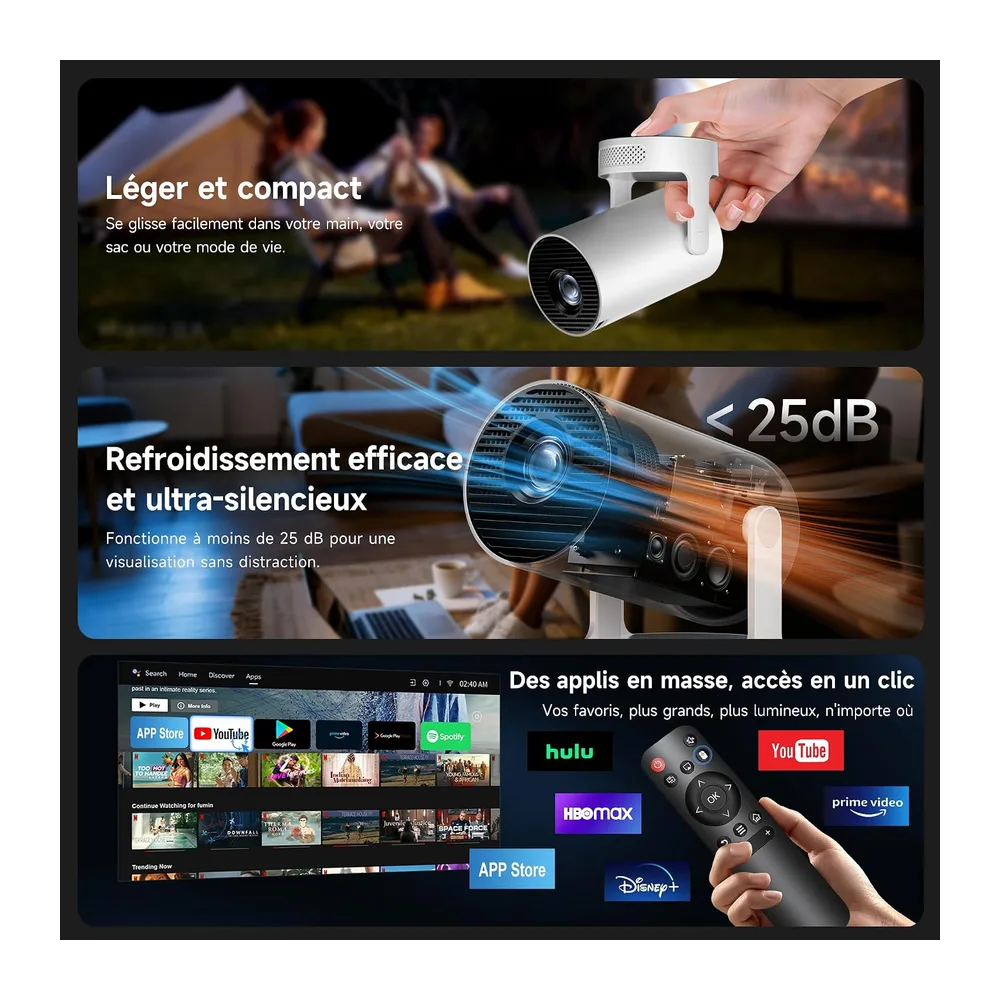 Philoent Vidéoprojecteur WiFi/BT Apps intégrées 2026 Upgraded AutoKeystone | Compatible 4K, rotation 180°, WiFi 6 & BT 5